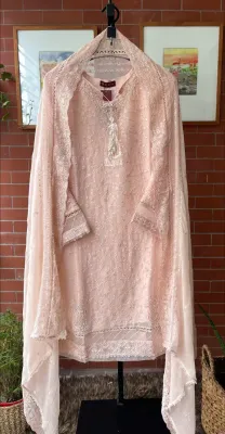 Pakistani HZ Luxury Chiffon Stitched 3Pcs_Peach 